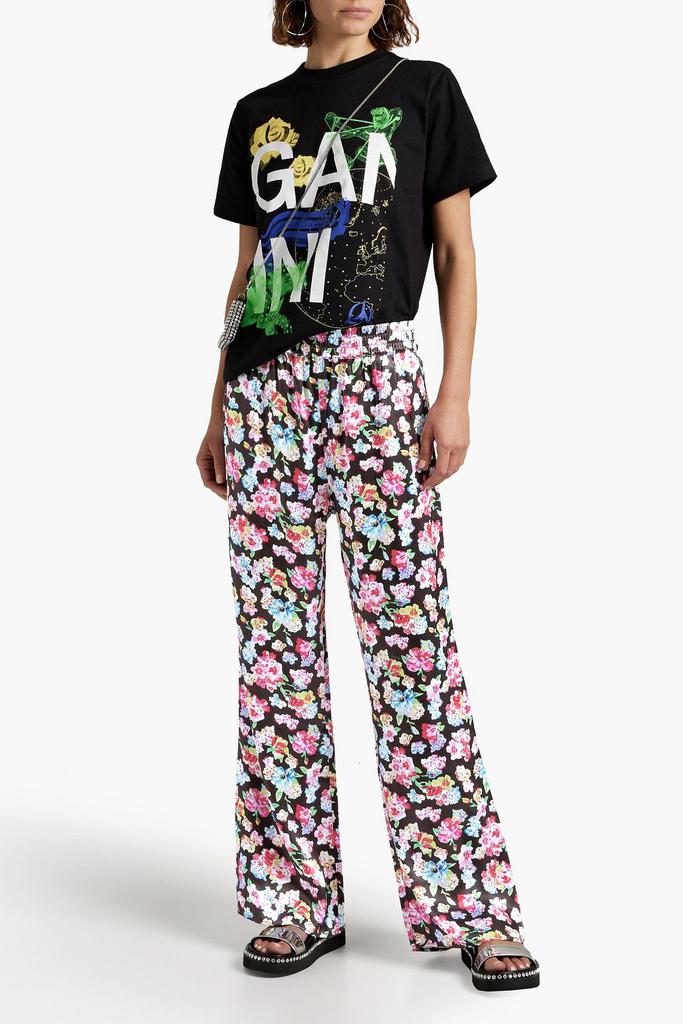 Ganni Floral-print satin pajama pants
