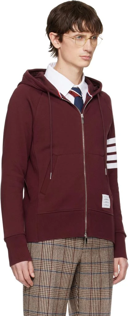 Thom Browne Burgundy Classic Loopback 4-Bar Full Zip Hoodie 2