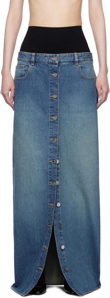 Shop Five-Pocket-Style Denim Column Skirt on Sale at