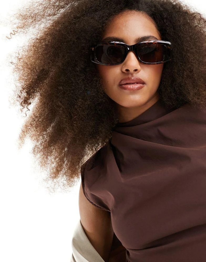 & Other Stories & Other Stories rectangle sunglasses in brown tortoise shell 1