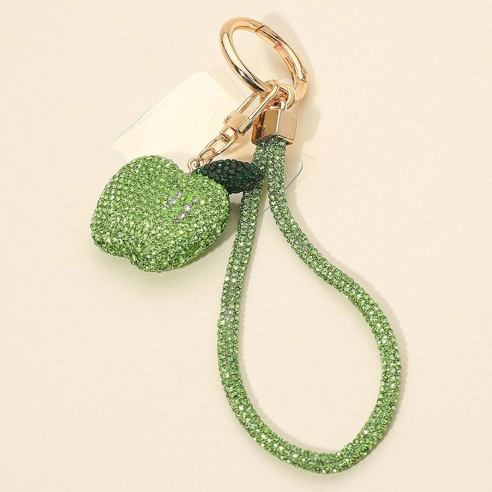 FASHNZFAB Bling Studded Apple Charm Keychain Bag Charm Phone Holder