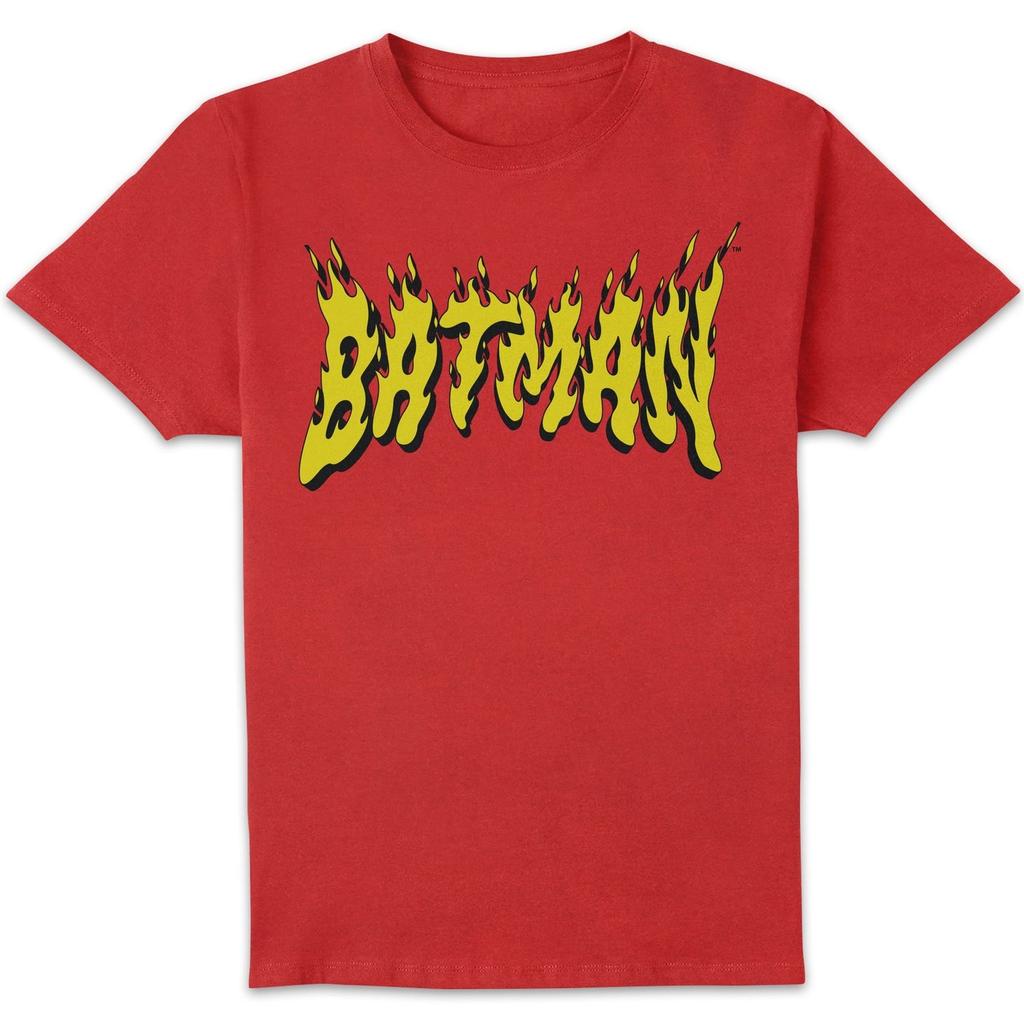 DC Comics DC Comics Batman Text Fire Unisex T-Shirt - Red