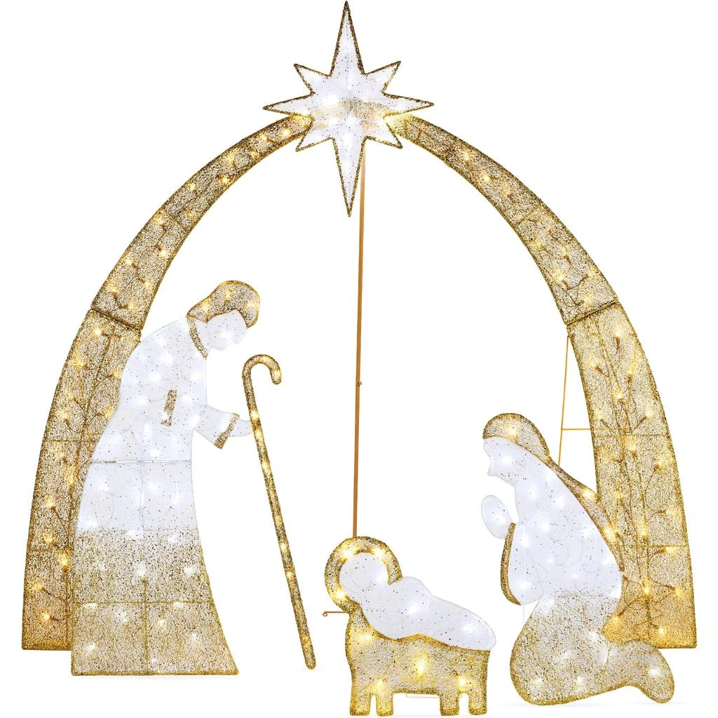 Lighted 2D Christmas Nativity Scene Outdoor Décor w/ Twinkling LED ...