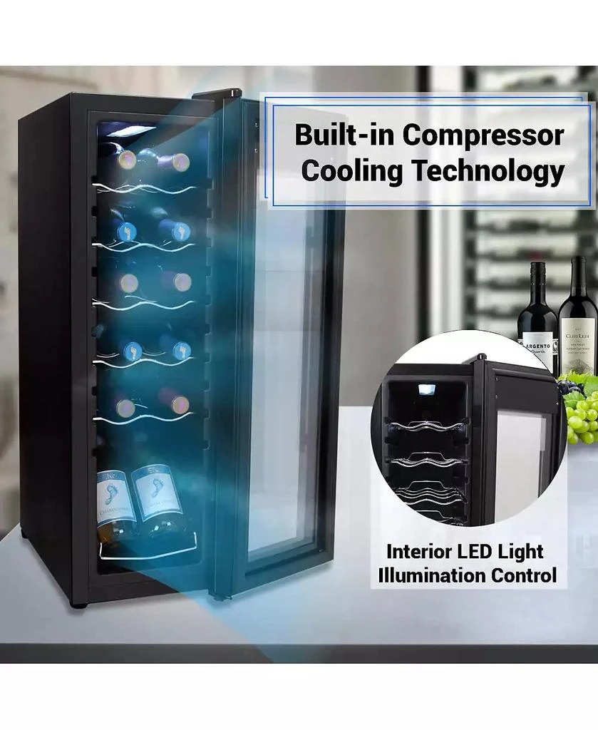 NutriChef Home Wine Cooler Fridge - Smart Wine Cooler Chilling Refrigerator with Digital Touchscreen Control, Adjustable Temp (12 Bottle Storage Capacity) 3