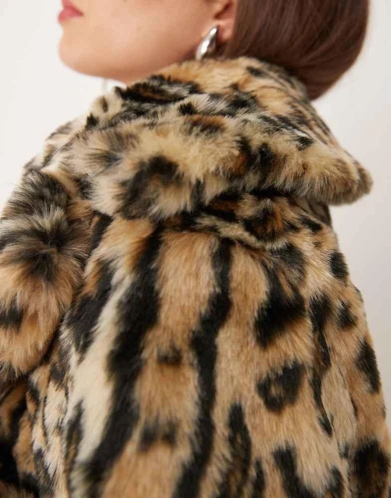 New Look New Look faux fur coat in leopard print 3