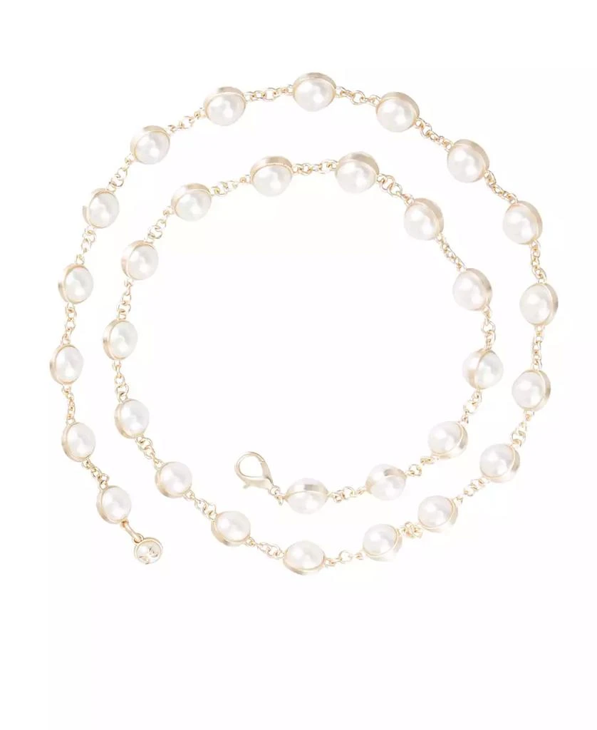 Sam Edelman Women's Imitated Pearl Embellished Gold-Tone Chain Dress Belt 3