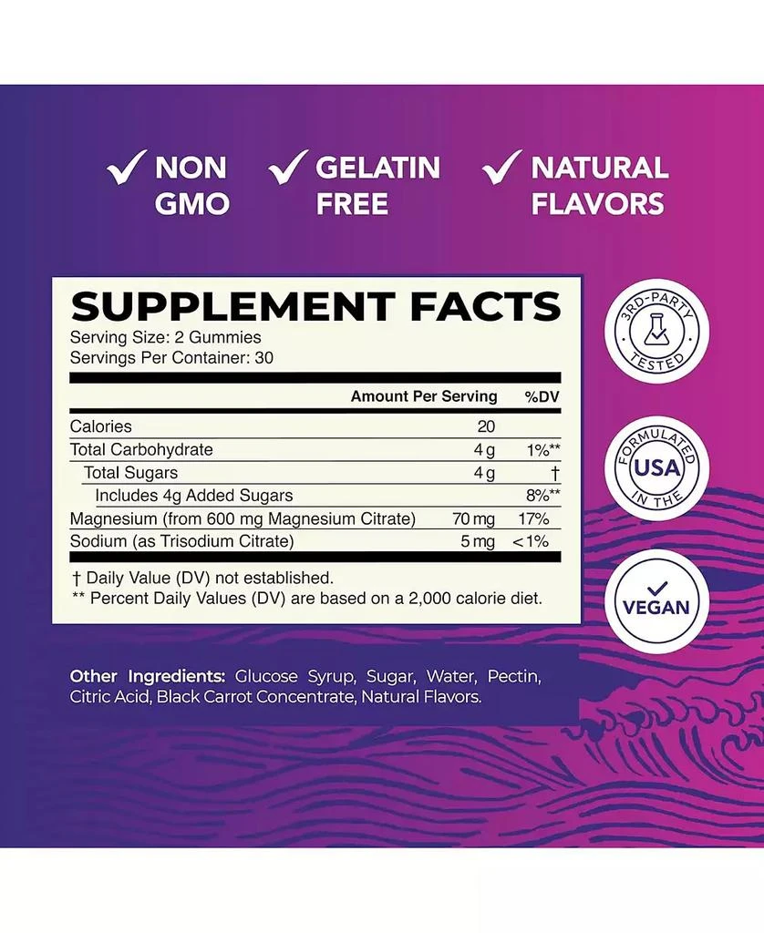 Nobi Nutrition Magnesium Citrate Gummies, Absorption Magnesium for Calm, Relaxation 
Digestion, Raspberry Flavor, 60ct 2