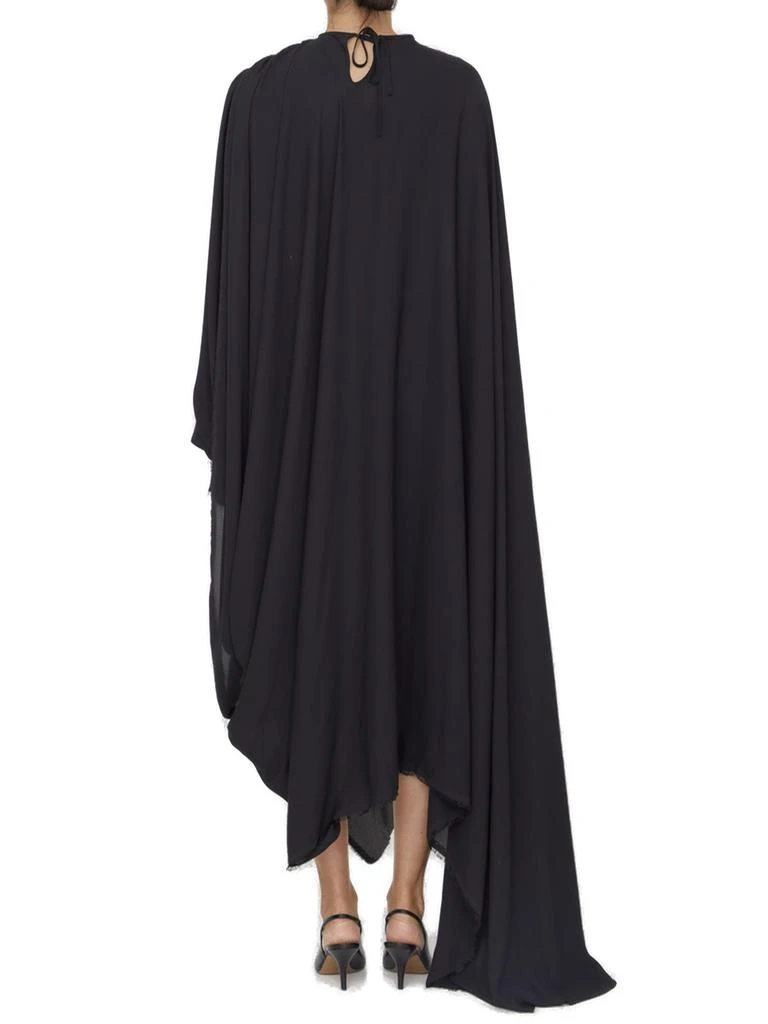 open lace back dress Balenciaga // 2019 Black & Multicolour Printed Asymmetric Pleated Dress   VSP Consignment