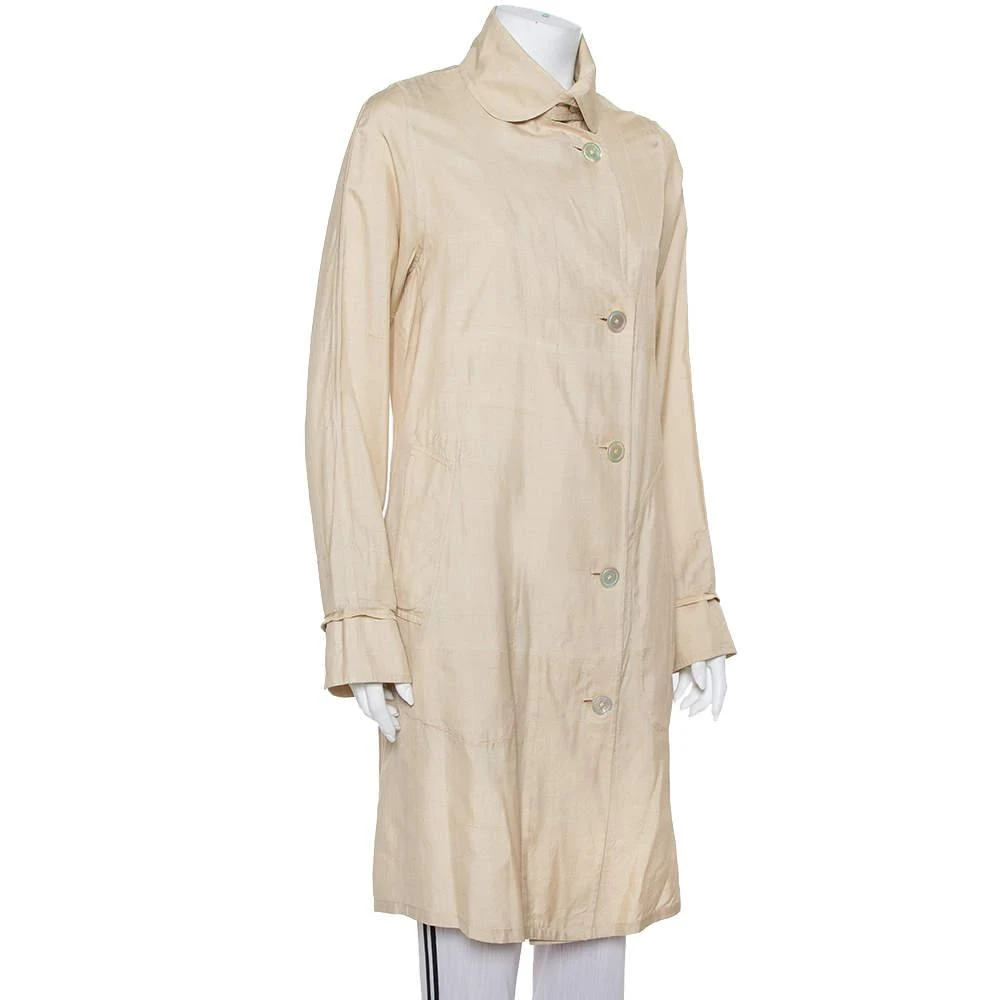 Ralph Lauren Ralph Lauren Beige Silk Button Front Lightweight Coat S 2