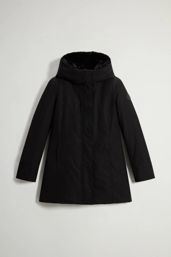 Woolrich Boulder Parka in Ramar Cloth with Hood and Detachable Faux Fur Trim - Women - Black 5