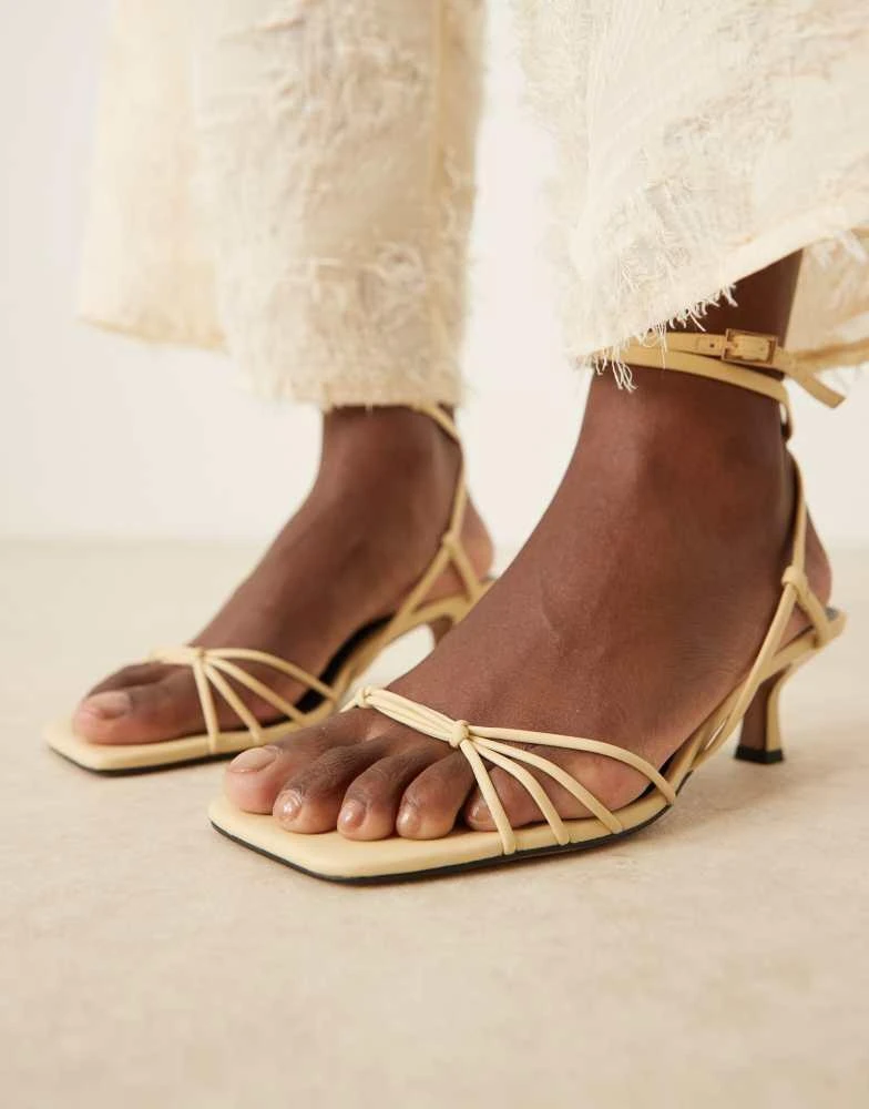 ASOS ASOS DESIGN Hammock strappy kitten heel sandals in buttermilk 1