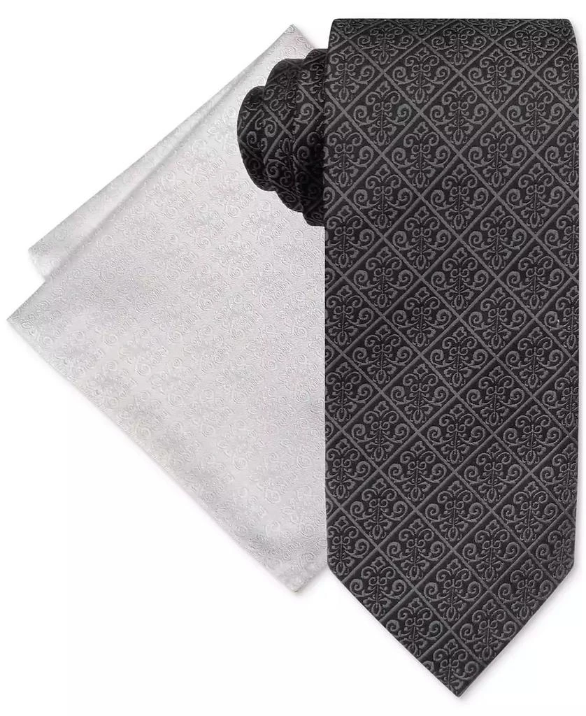 Steve Harvey Men's Medallion Tie & Pocket Square Set 1
