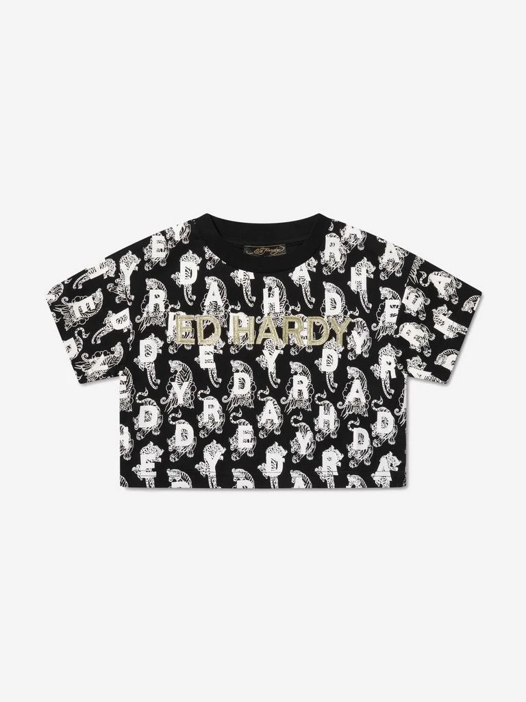 ED Hardy ED Hardy Girls Crop T-Shirt in Black 1