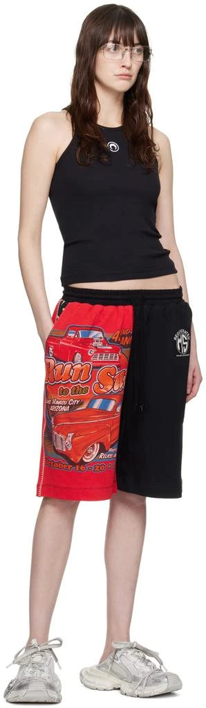 MARINE SERRE Red & Black Printed Shorts 4