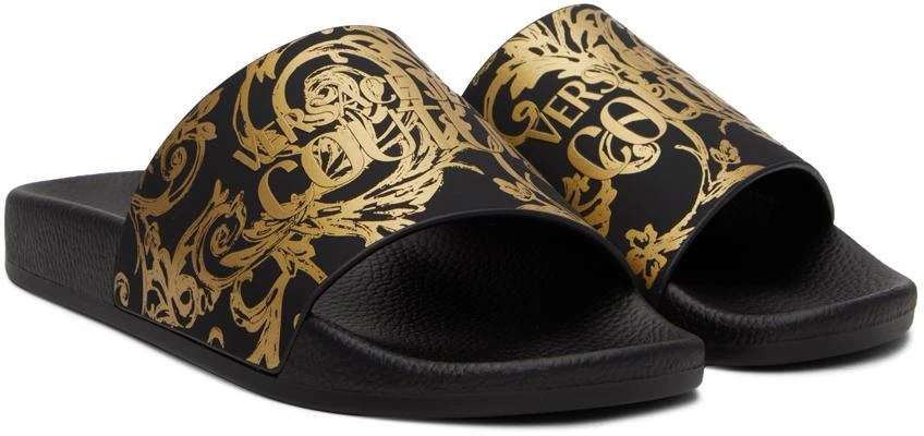 Versace Black Graphic Slides 4