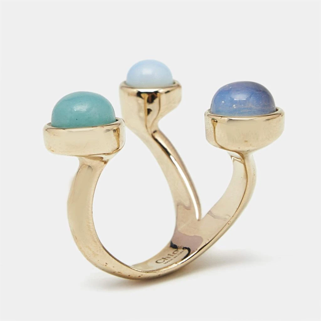 Chloé Chloé  Zodiac Moonstone Amazonite Gold Tone Ring Size 55