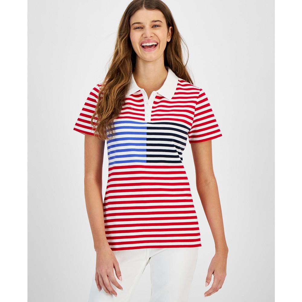 Tommy Hilfiger Women's Striped Short Sleeve Polo Shirt