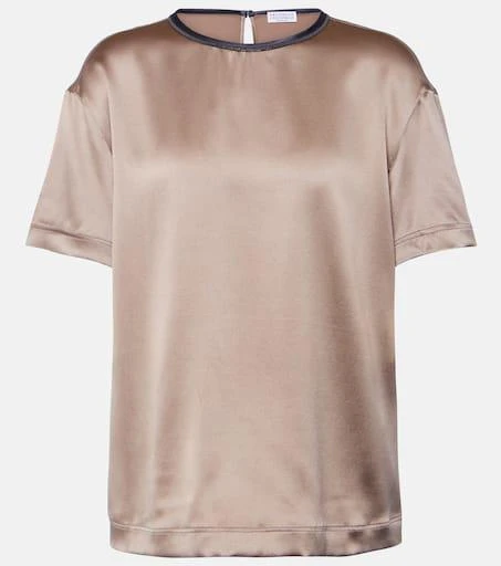 Brunello Cucinelli Silk-blend satin top 1