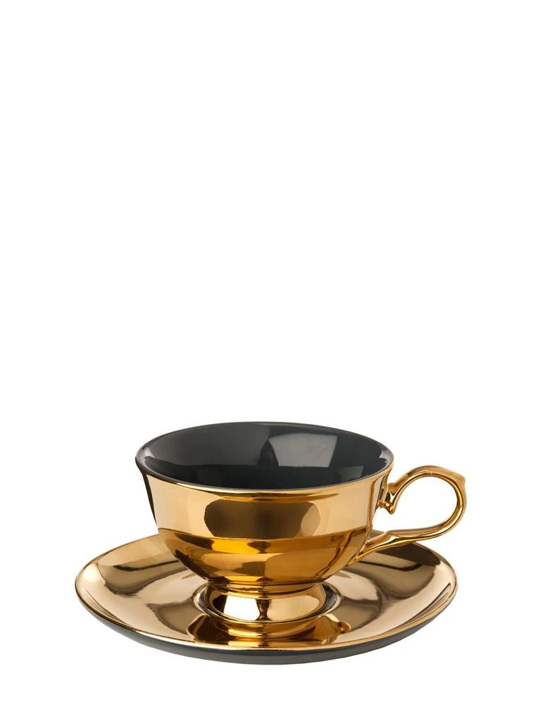 POLSPOTTEN Set Of 4 Legacy Gold Tea Cups & Saucers 6