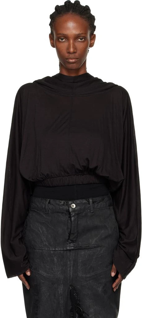 Rick Owens Black Concordians Cropped Tunic Hoodie 1