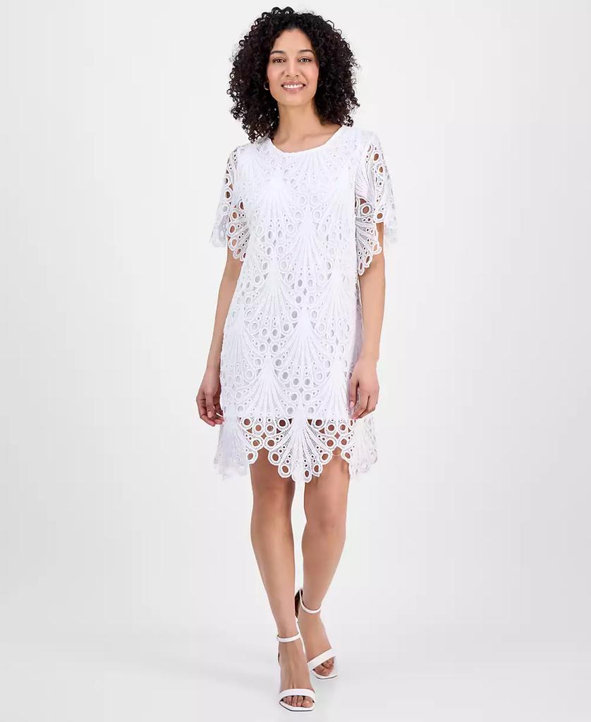 Sandra Darren Petite Eyelet-Embroidered Sheath Dress