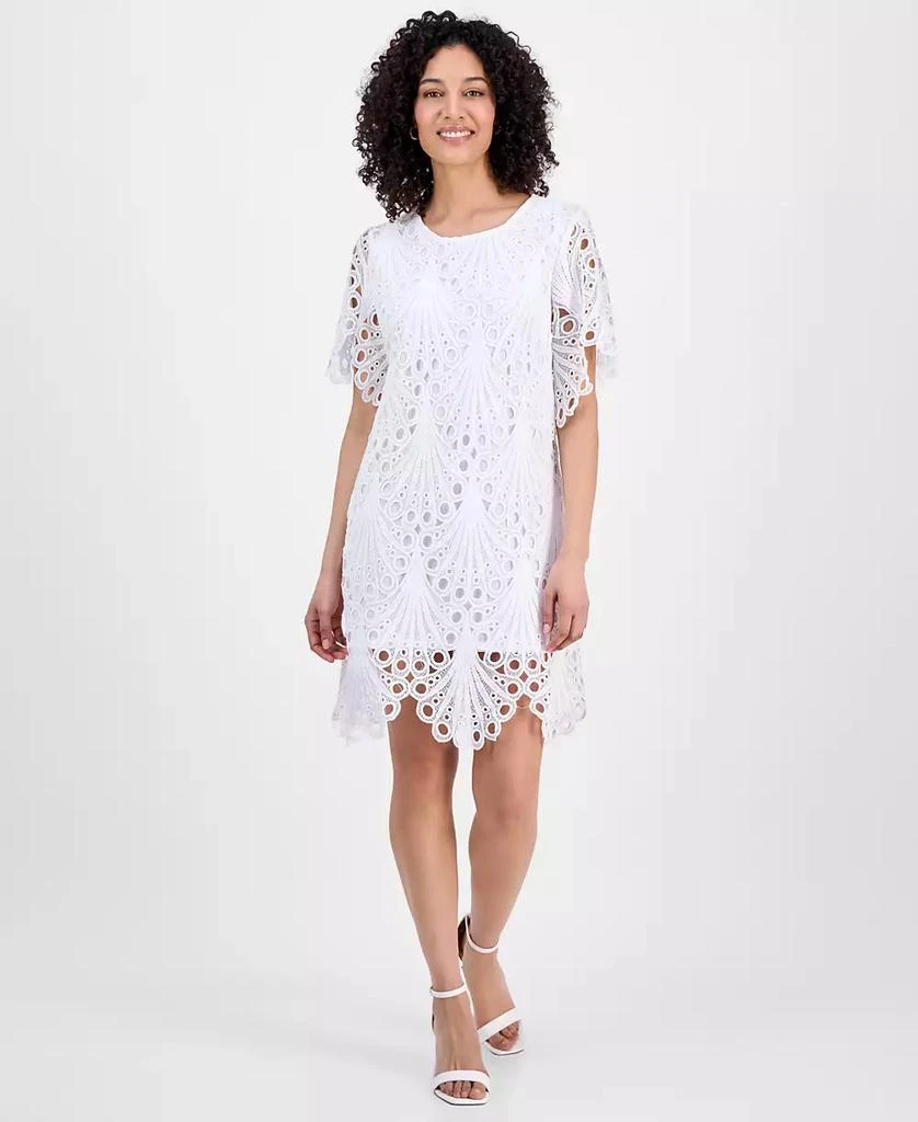 Sandra Darren Petite Eyelet-Embroidered Sheath Dress 1