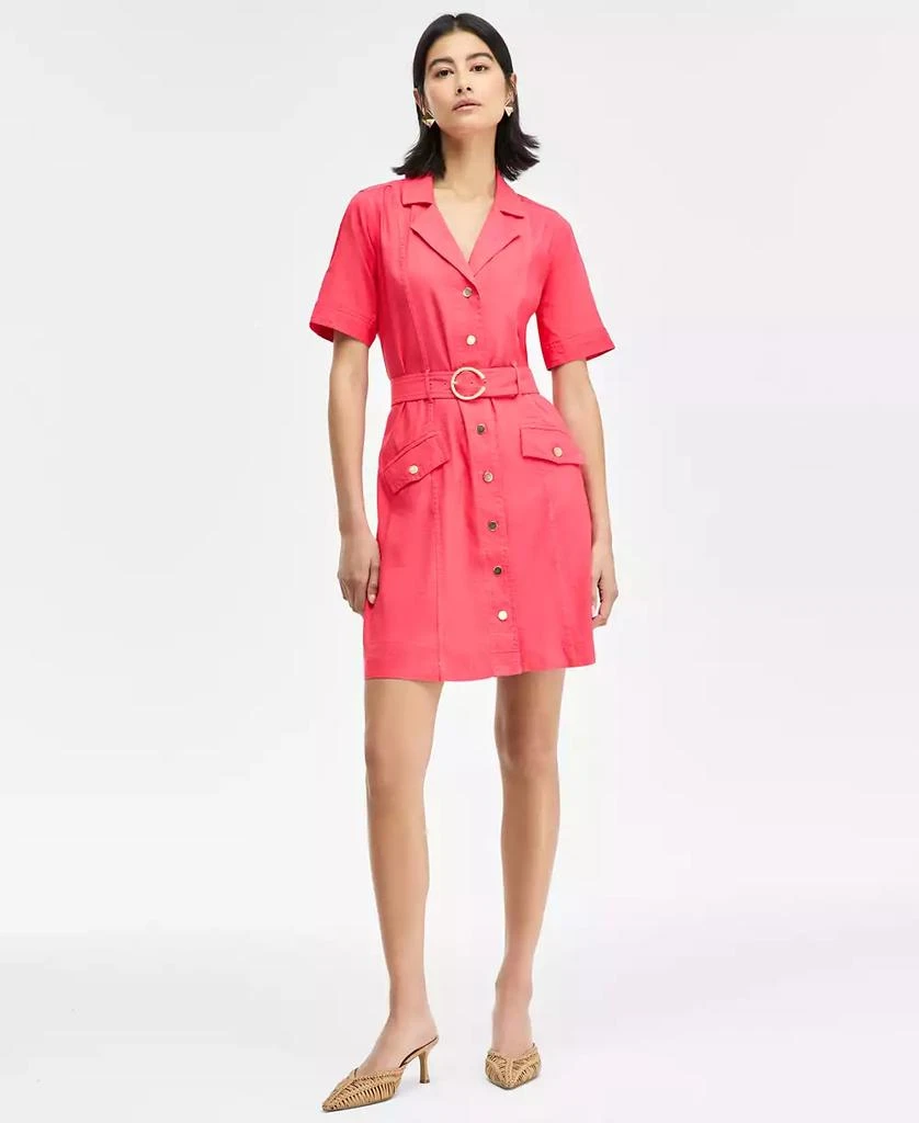 INC International Women's Linen-Blend Belted Mini Dress, Exclusively at Macy's 1