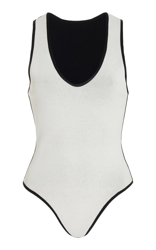 Brandon Maxwell Brandon Maxwell - The Mimi Scooped Knit Bodysuit - Black/white - XL - Moda Operandi