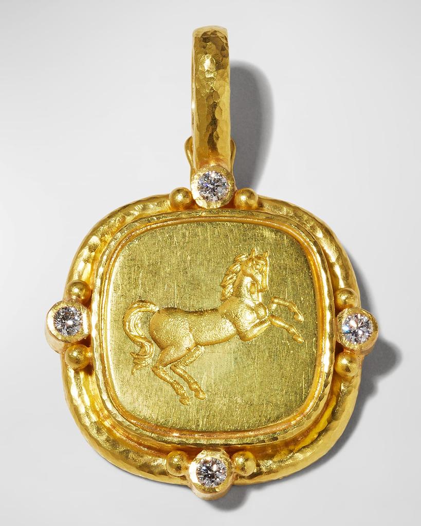 Elizabeth Locke 19K Rearing Horse Diamond Pendant