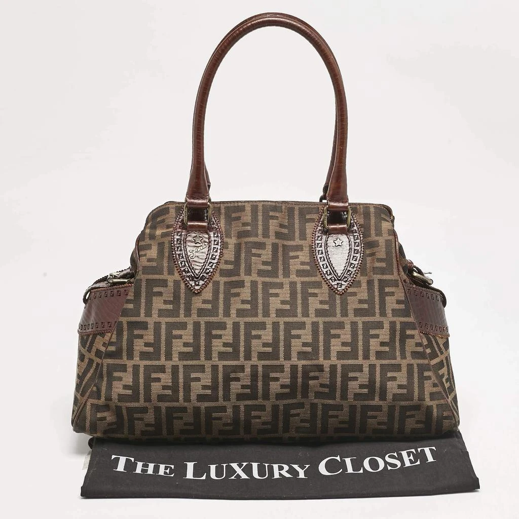 Shop Fendi Tobacco Zucca Canvas Medium Chef De Jour Bag on Sale at