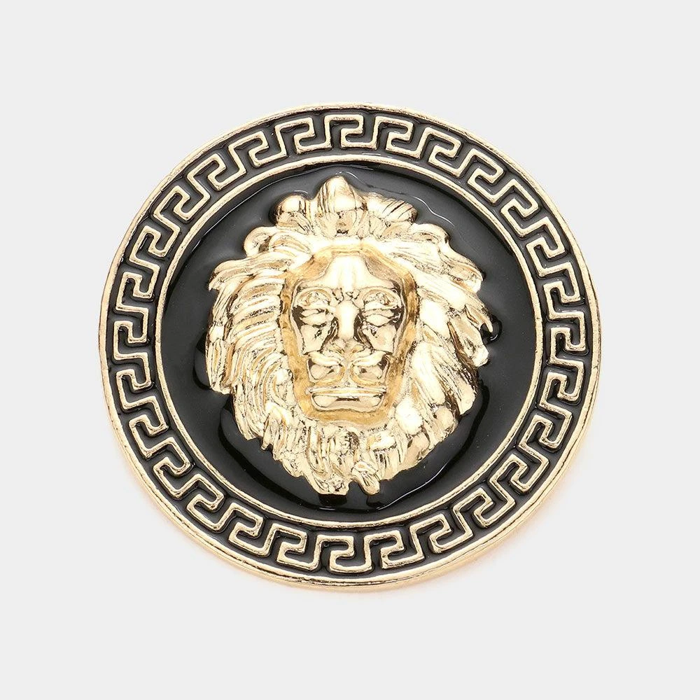 FASHNZFAB Lion Centered Round Pin Brooch