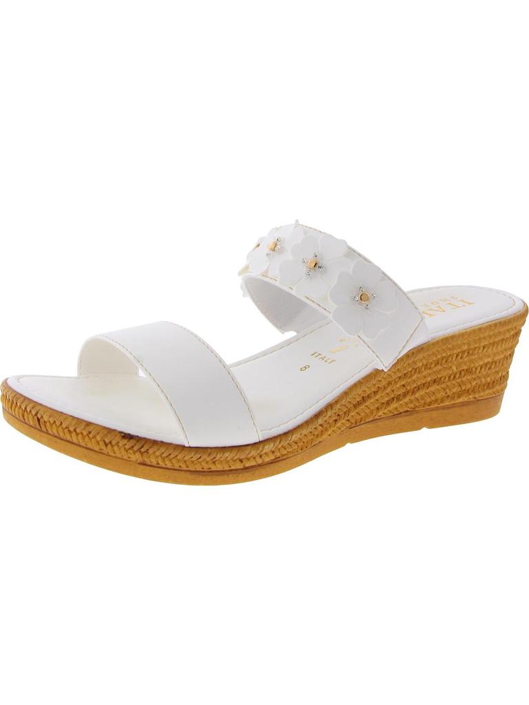 Italian Shoemakers Womens Slip On Open Toe Wedge Sandals