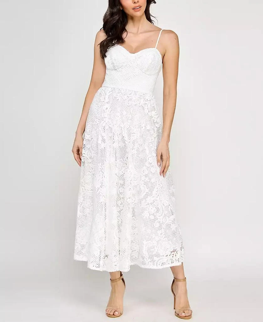 SENI & CADE Juniors' Sleeveless Lace Fit & Flare Midi Dress 1