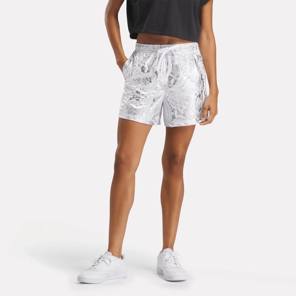 Reebok Women's B-Ball Off-Court Allover Print Shorts 5"