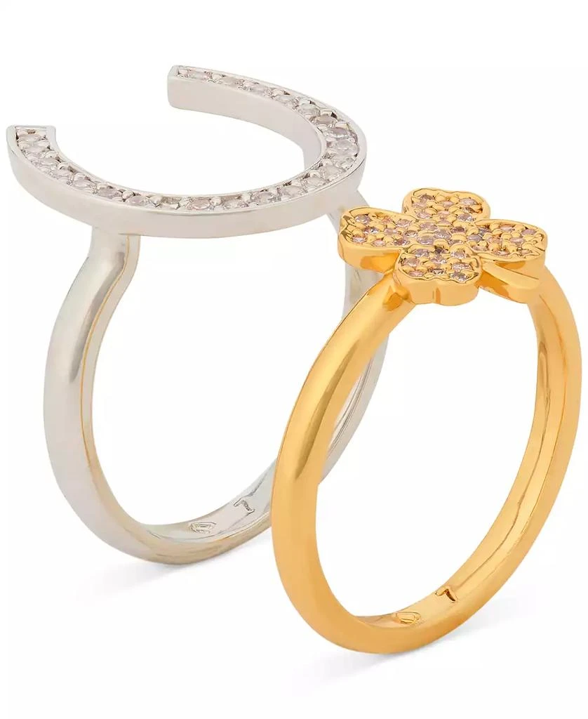 Kate Spade Two-Tone 2-Pc. Set Cubic Zirconia Pavè Lucky Charm Stack Rings 1