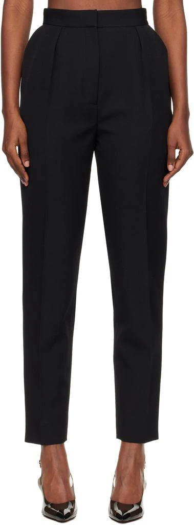 Balmain Black High-Waisted Grain de Poudre Trousers 1