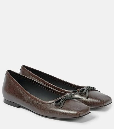 Brunello Cucinelli Monili bow-detail leather ballet flats 1