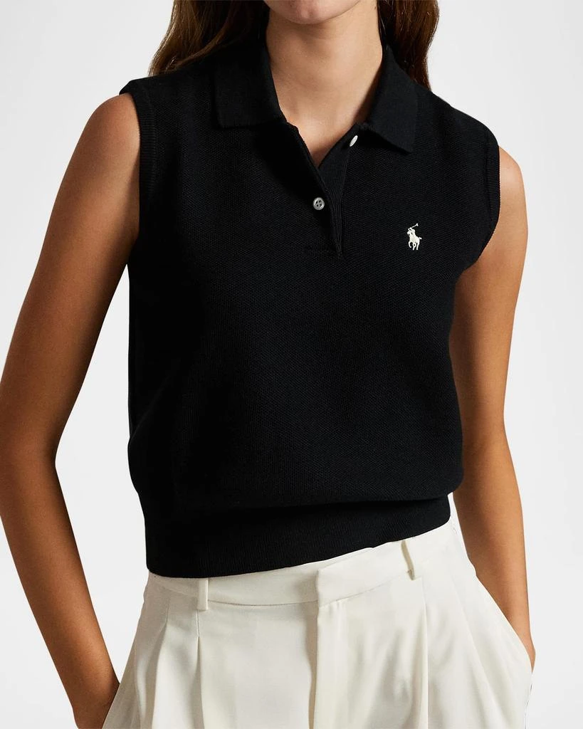 Ralph Lauren Cotton Cropped Sleeveless Polo Sweater 5