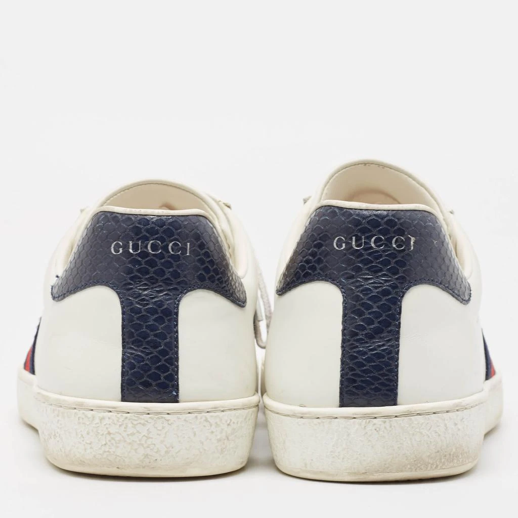 Gucci Gucci White/Navy Blue Leather and Python Embossed Ace Sneakers Size 46.5 5