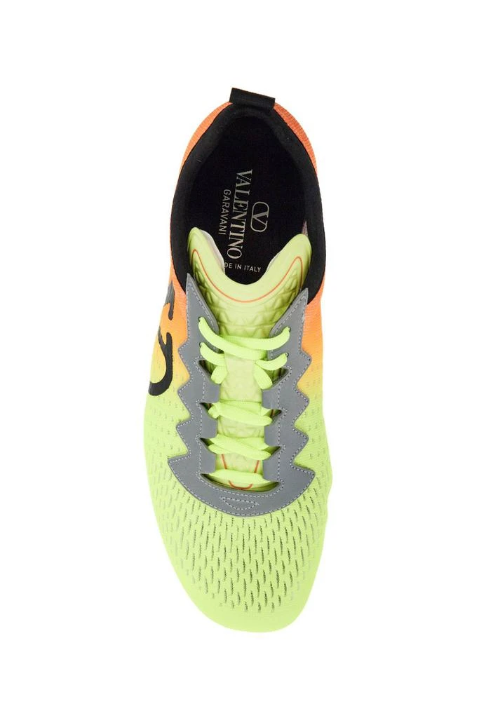 Valentino lime green and fluorescent orange sporty sneakers in cotton and pu bold design 2