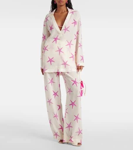 Valentino Printed high-rise silk wide-leg pants 2