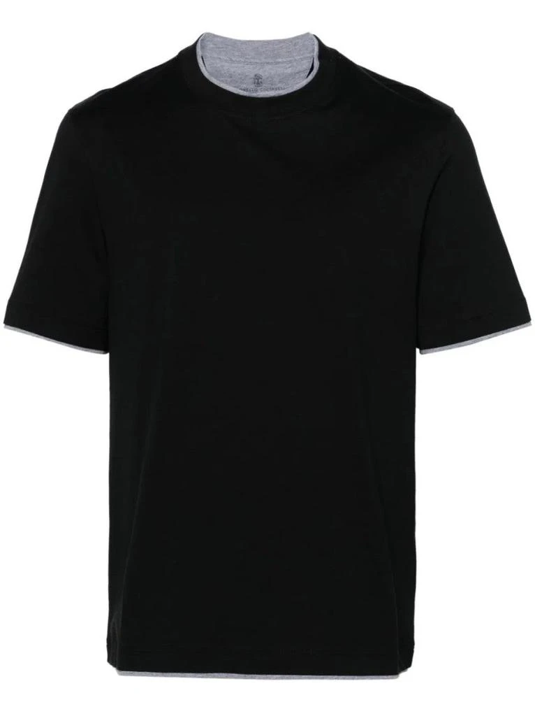 Brunello Cucinelli Classic Crew Neck T-Shirt With Contrasting Trim 1