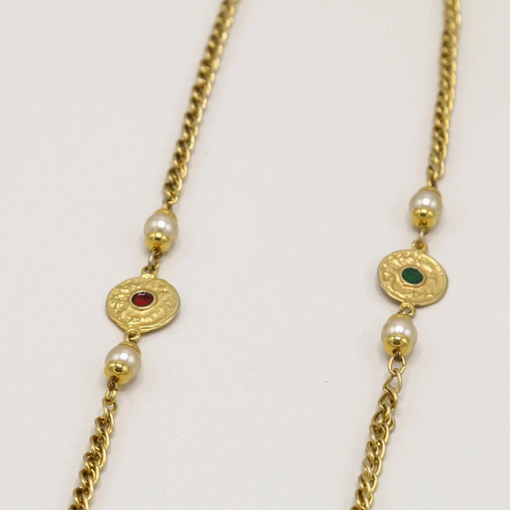 Orelia Vintage Vintage Medallion & Pearl Long Chain Necklace 2