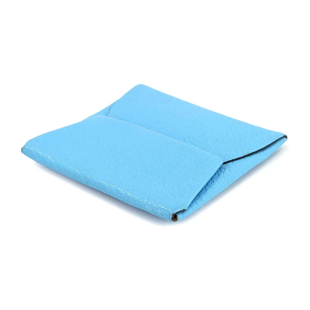 Hermes Celeste blue Chevre Leather Coin Purse/Coin Case (Pre-Owned) 5
