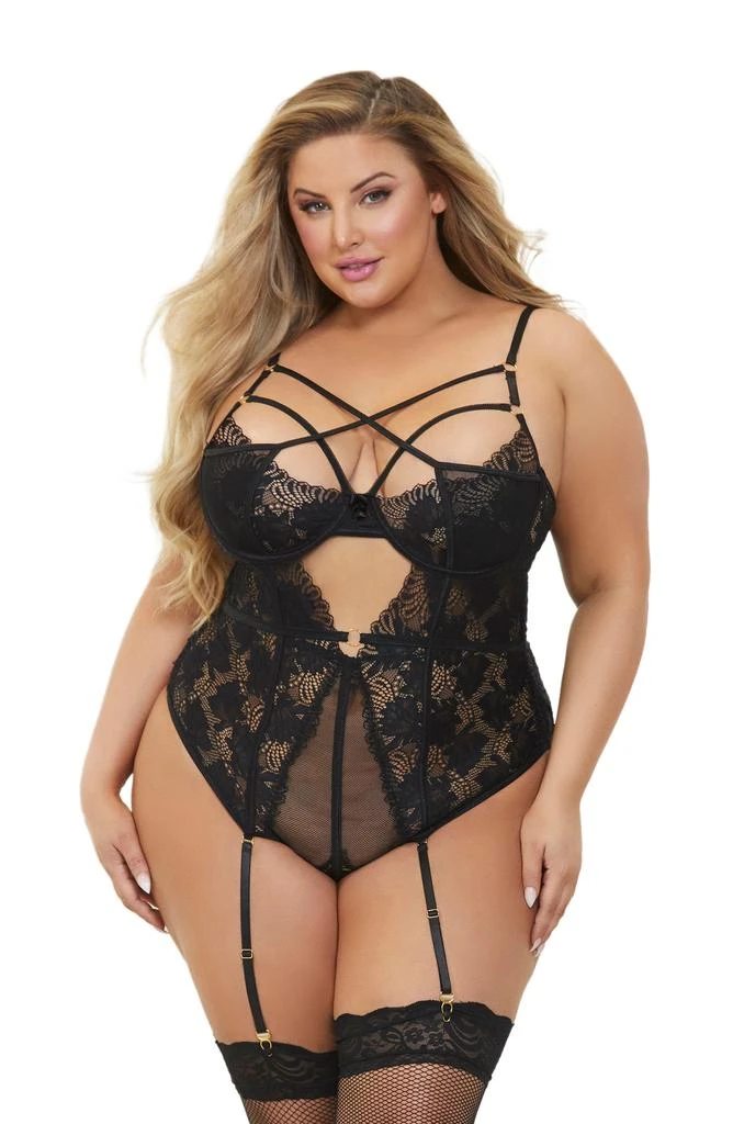 Seven ‘til Midnight Fishnet Lace Strappy Teddy 4