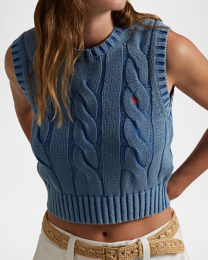 Cable-Knit Cotton Cropped Sweater Vest – On Sale Now with Up