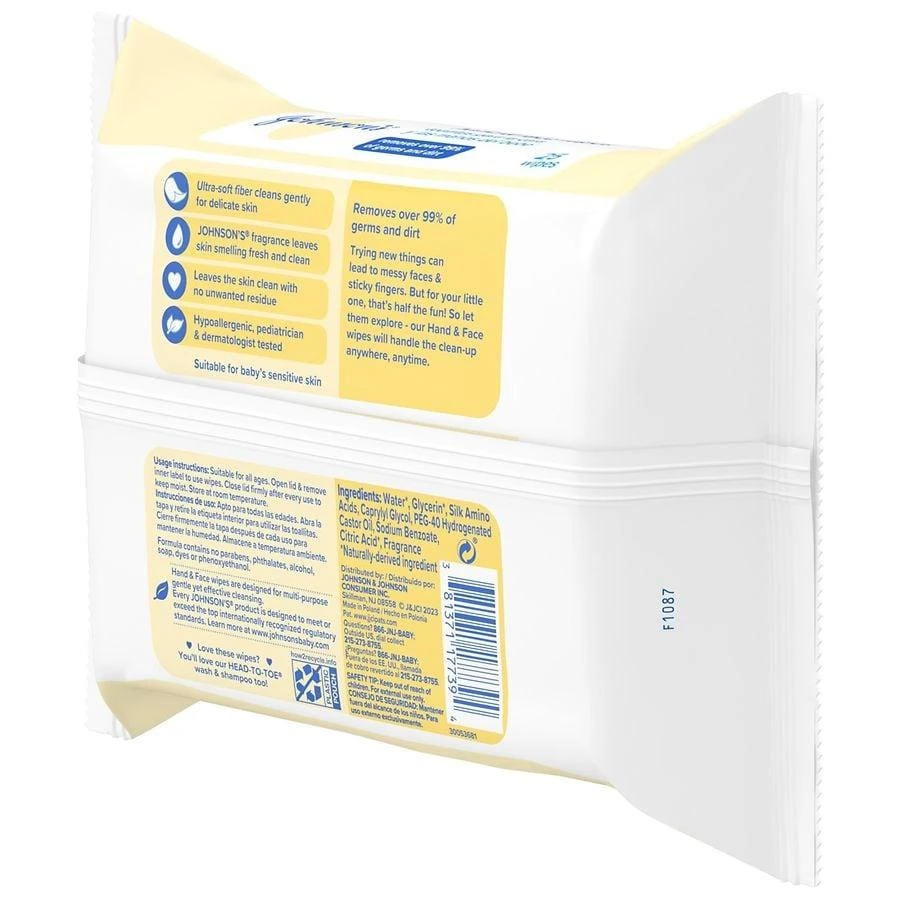 Johnson's Baby Hand & Face Gentle Cleansing Wipes, Alcohol-Free 25 11