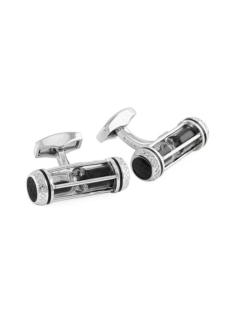 Tateossian Sand Timer Black Enamel Cufflinks