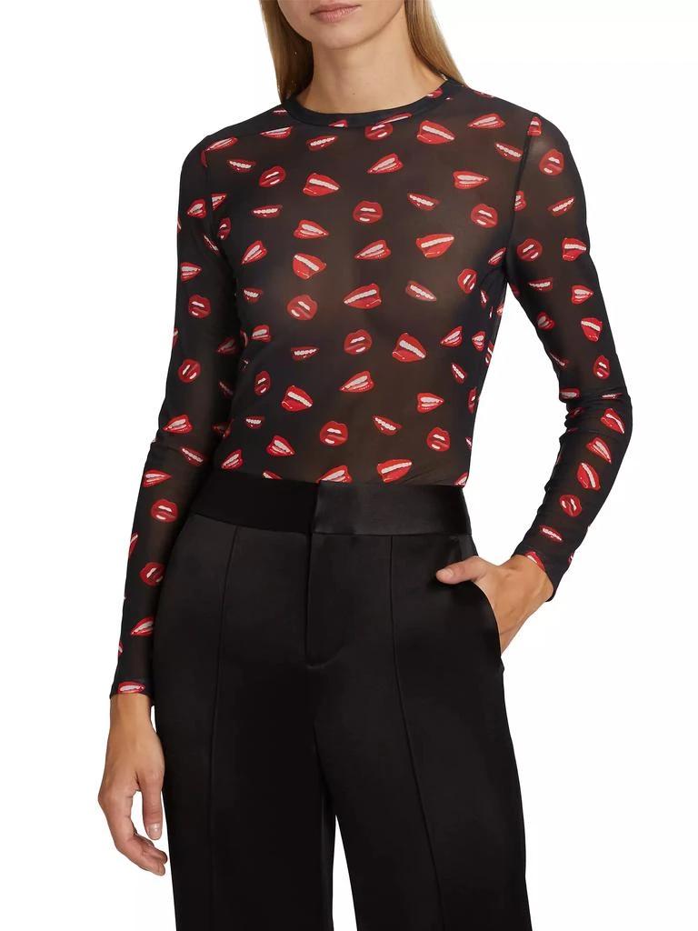 Alice + Olivia Delaina Printed Mesh Crop Top 3