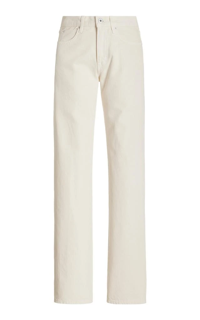 SLVRLAKE SLVRLAKE - Sophie Rigid Mid-Rise Long Straight-Leg Jeans - White - 32 - Moda Operandi 1